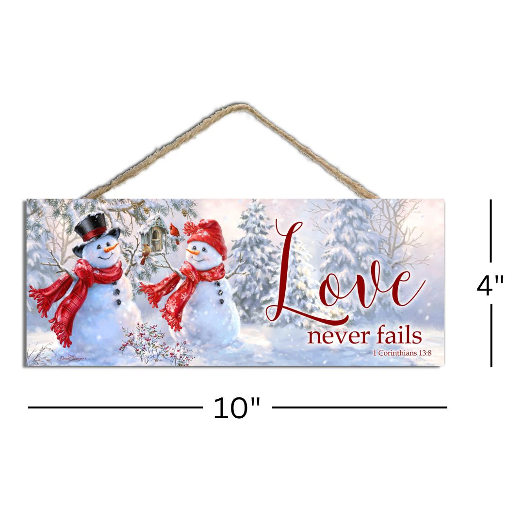Snow Sweethearts Wooden Sign with Rope Hanger