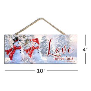 Snow Sweethearts Wooden Sign with Rope Hanger
