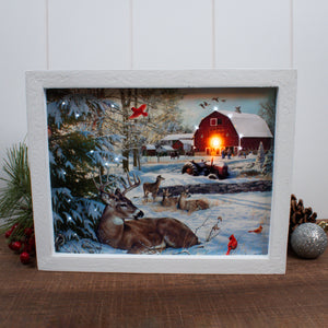 Fresh Snow on the Farm Lighted Shadow Box