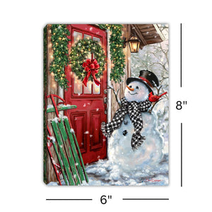 Front Porch Snowman 8x6 Lighted Tabletop Canvas