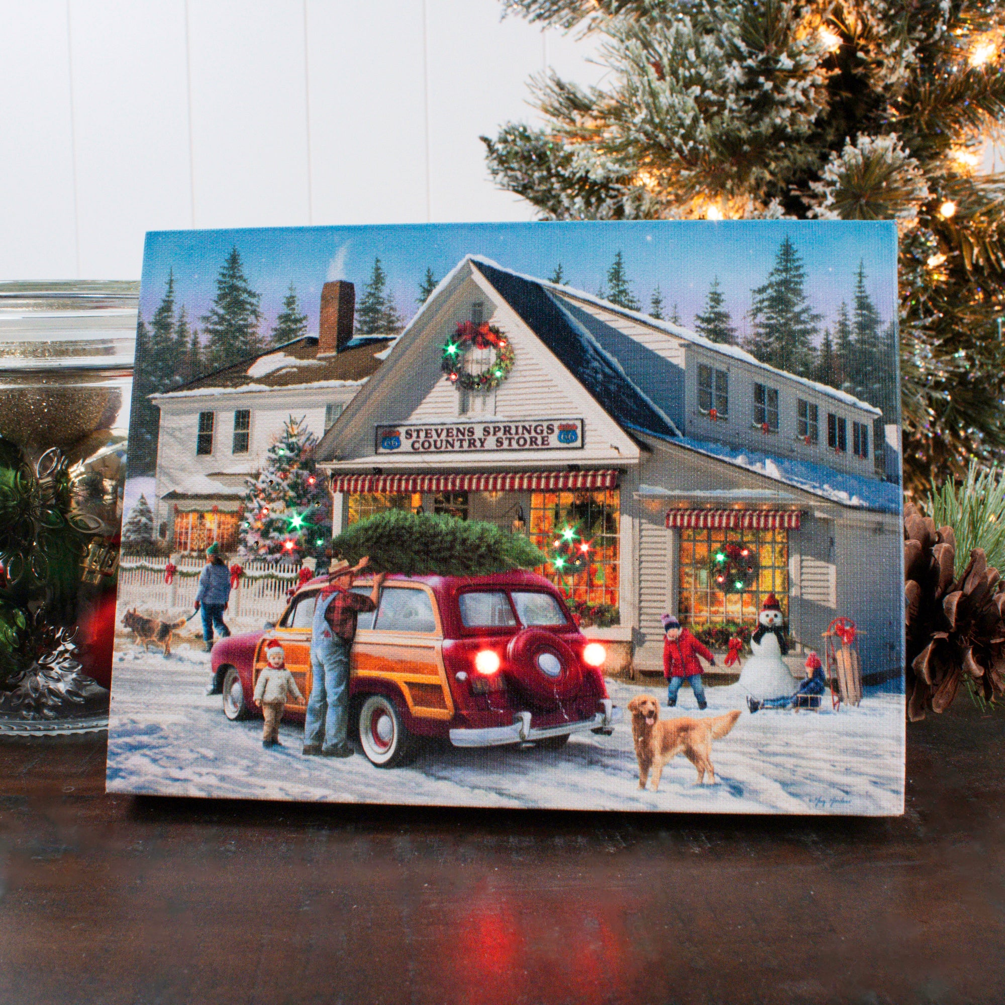 Christmas General Store 8x6 Lighted Tabletop Canvas