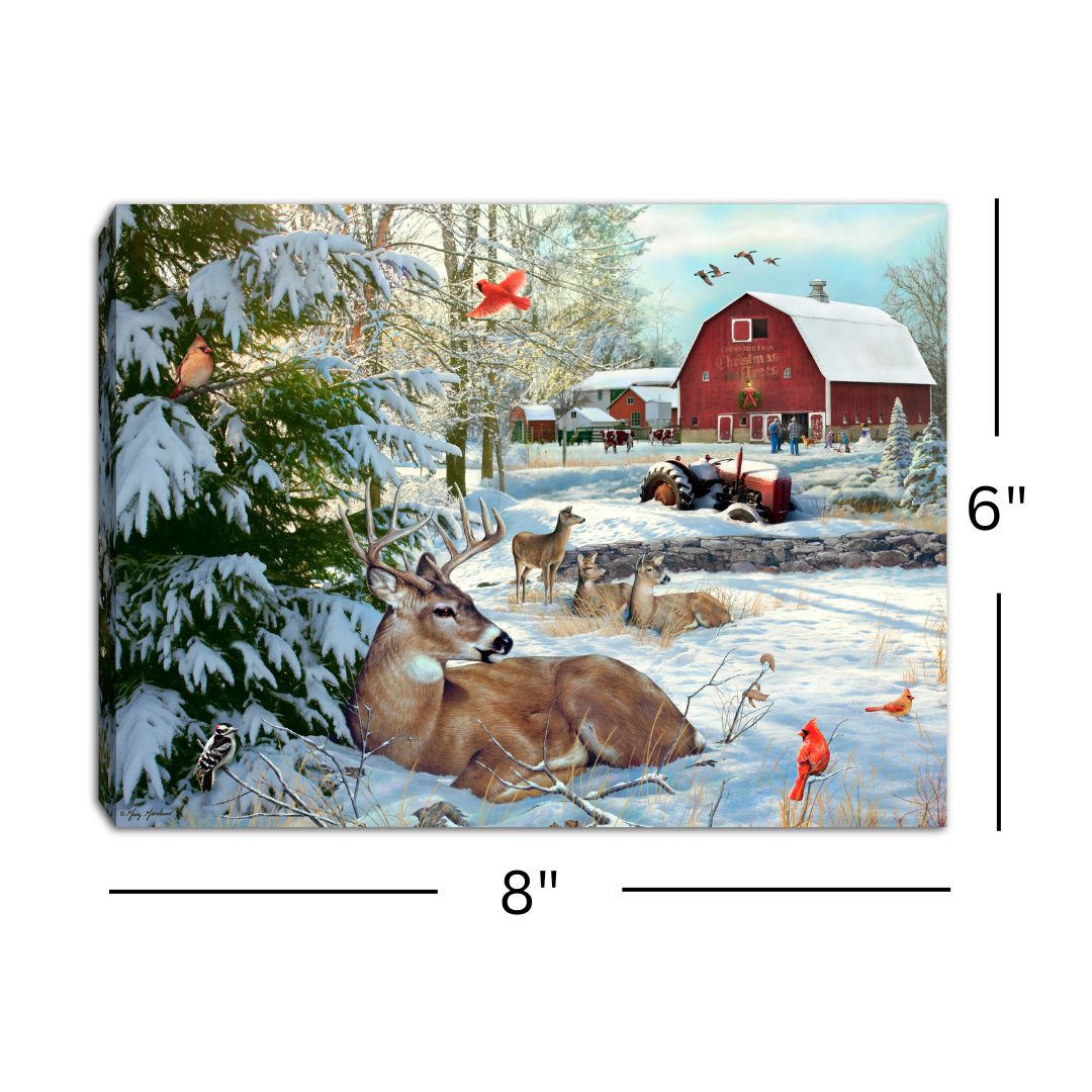 Fresh Snow on the Farm 8x6 Lighted Tabletop Canvas