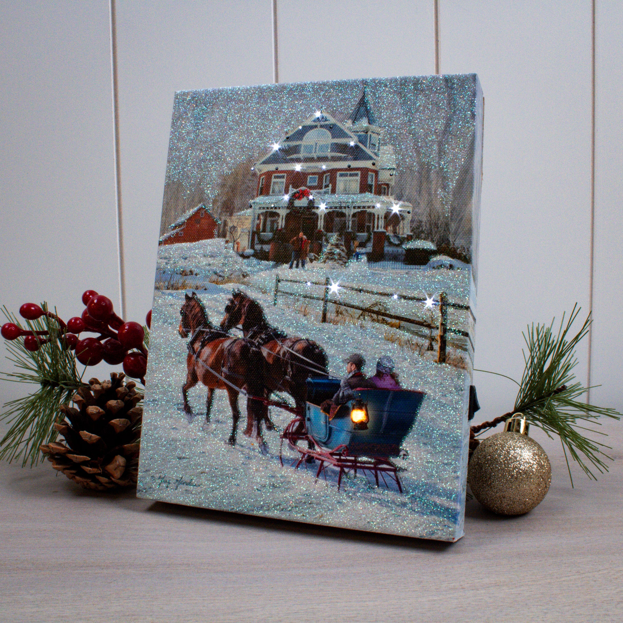 Sleigh Ride 8x6 Lighted Tabletop Canvas