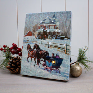 Sleigh Ride 8x6 Lighted Tabletop Canvas