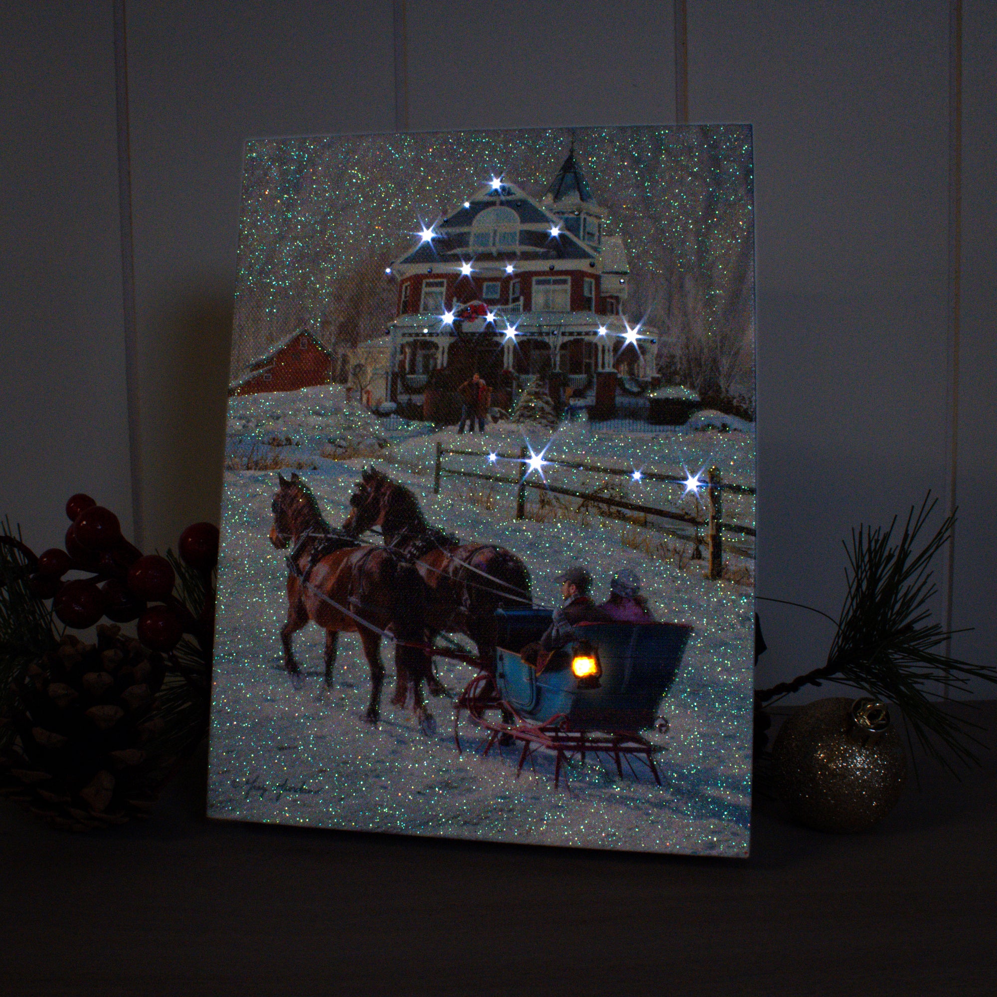 Sleigh Ride 8x6 Lighted Tabletop Canvas