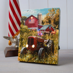 Patriotic Farm 8x6 Lighted Tabletop Canvas