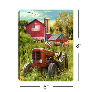 Patriotic Farm 8x6 Lighted Tabletop Canvas