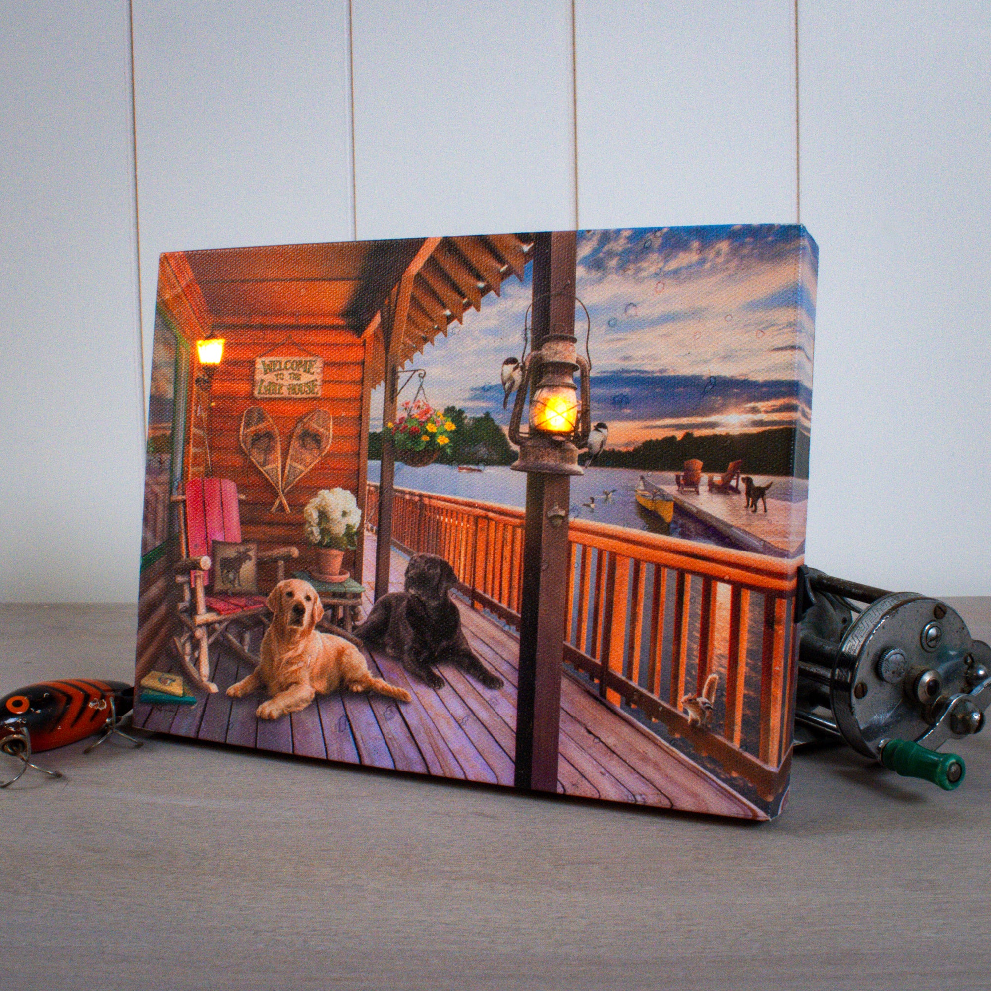 The Lake House 8x6 Lighted Tabletop Canvas