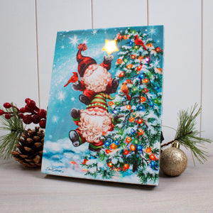 Holly Jolly Gnomes 8x6 Lighted Tabletop Canvas