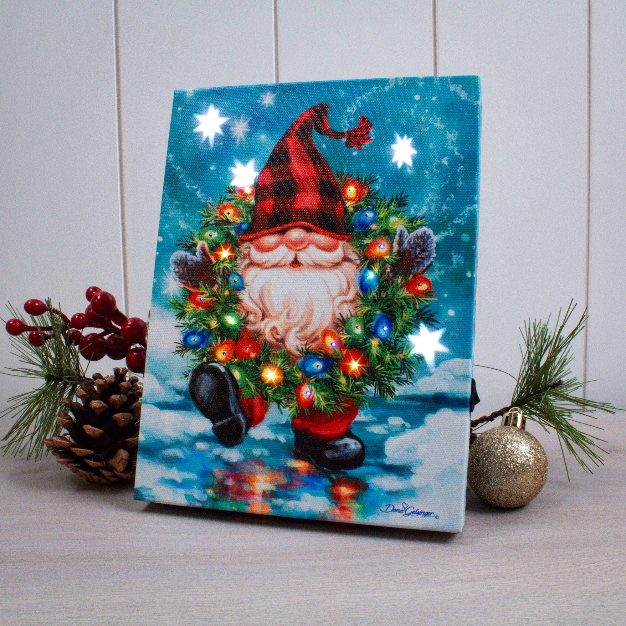 Gnome for the Holidays 8x6 Lighted Tabletop Canvas