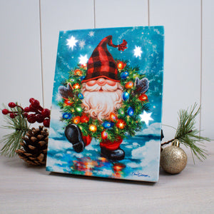 Gnome for the Holidays 8x6 Lighted Tabletop Canvas
