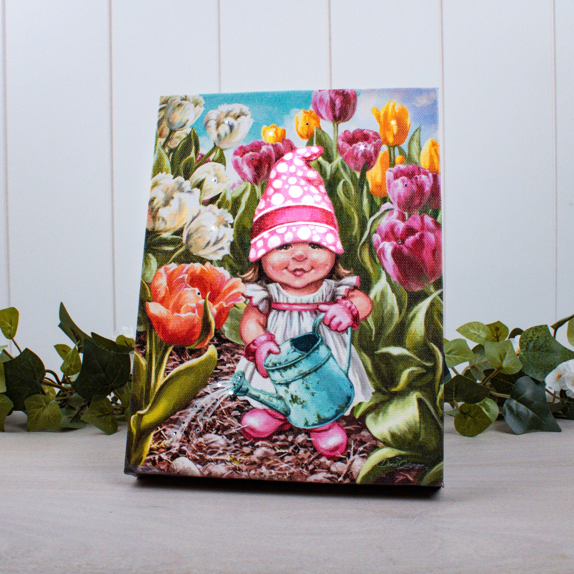 Tulip Gnome 8x6 Lighted Tabletop Canvas