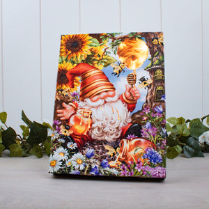 Honey Bee Gnome 8x6 Lighted Tabletop Canvas