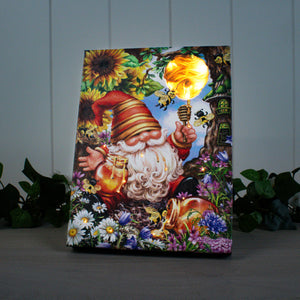 Honey Bee Gnome 8x6 Lighted Tabletop Canvas
