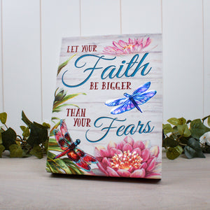 Faith Dragonflies 8x6 Lighted Tabletop Canvas