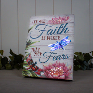 Faith Dragonflies 8x6 Lighted Tabletop Canvas