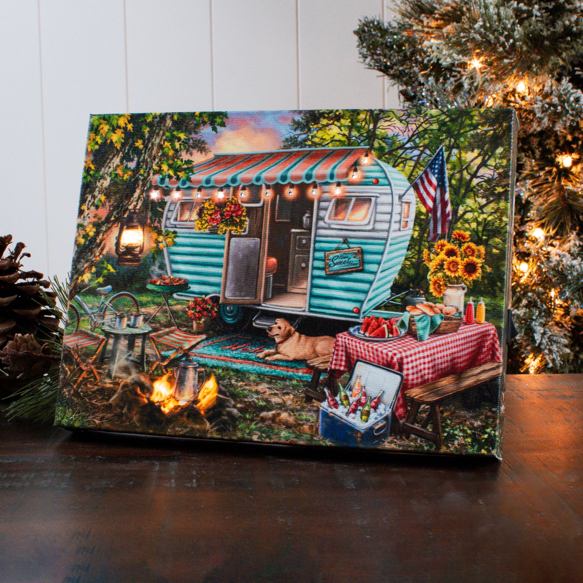 Home Sweet Home RV 8x6 Lighted Tabletop Canvas
