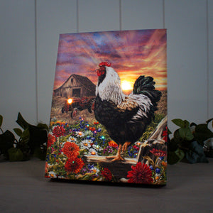 Rooster Crow 8x6 Lighted Tabletop Canvas