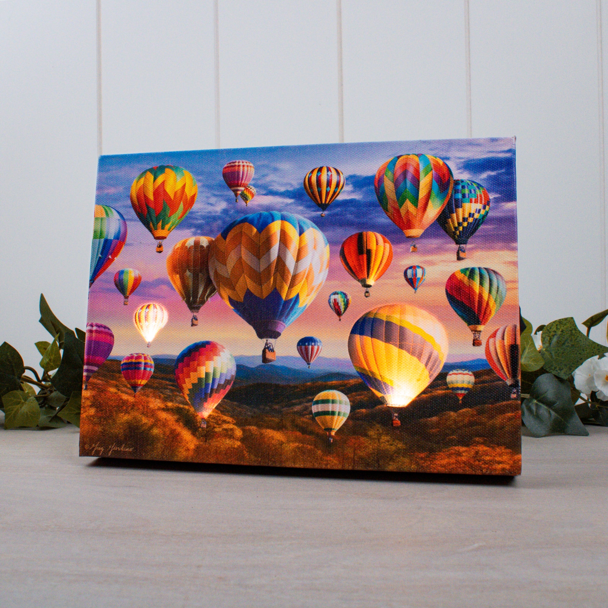 Hot Air Balloons 8x6 Lighted Tabletop Canvas