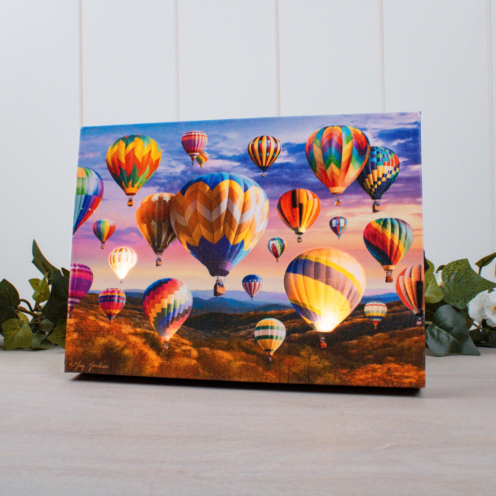 Hot Air Balloons 8x6 Lighted Tabletop Canvas