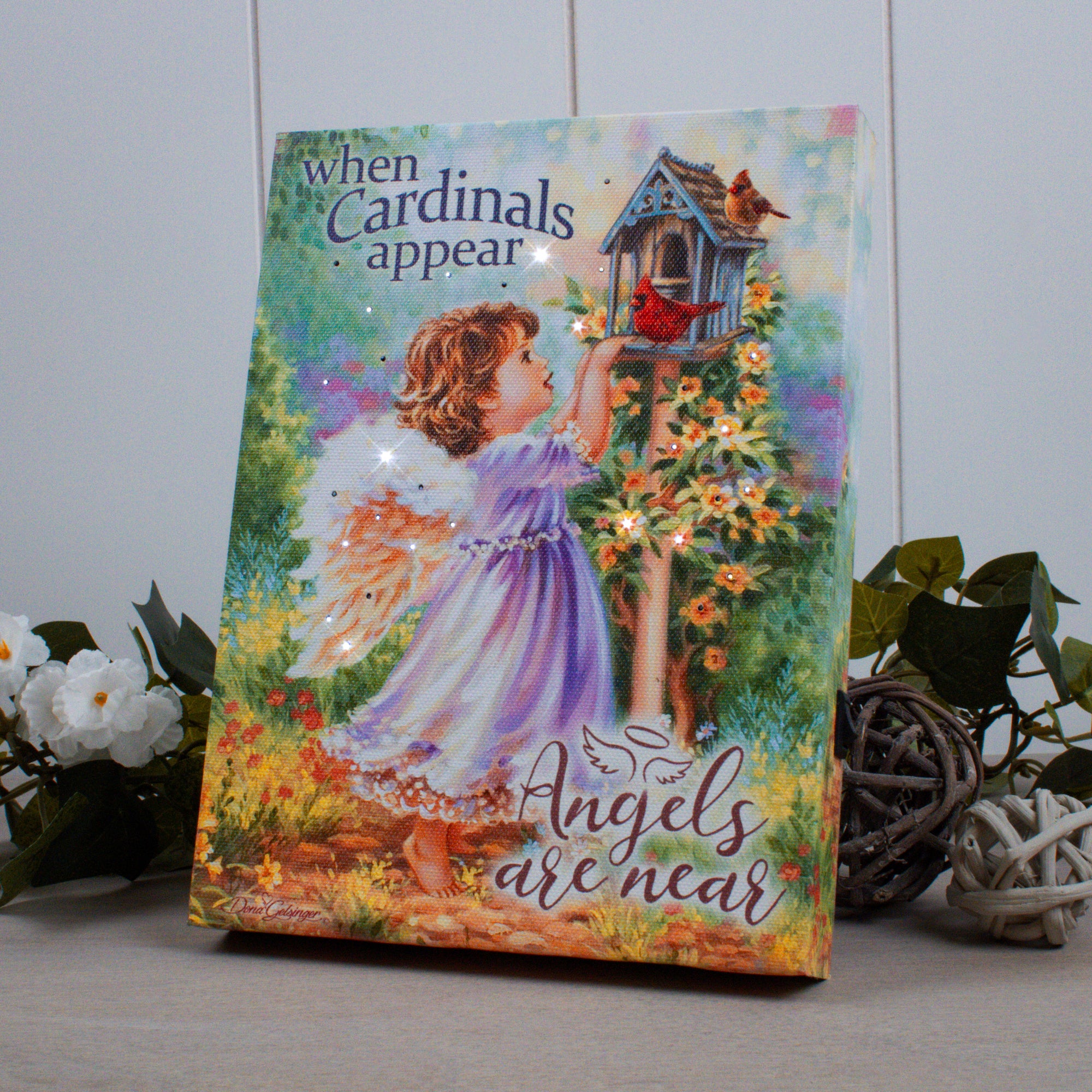 Angels Are Near 8x6 Lighted Tabletop Canvas