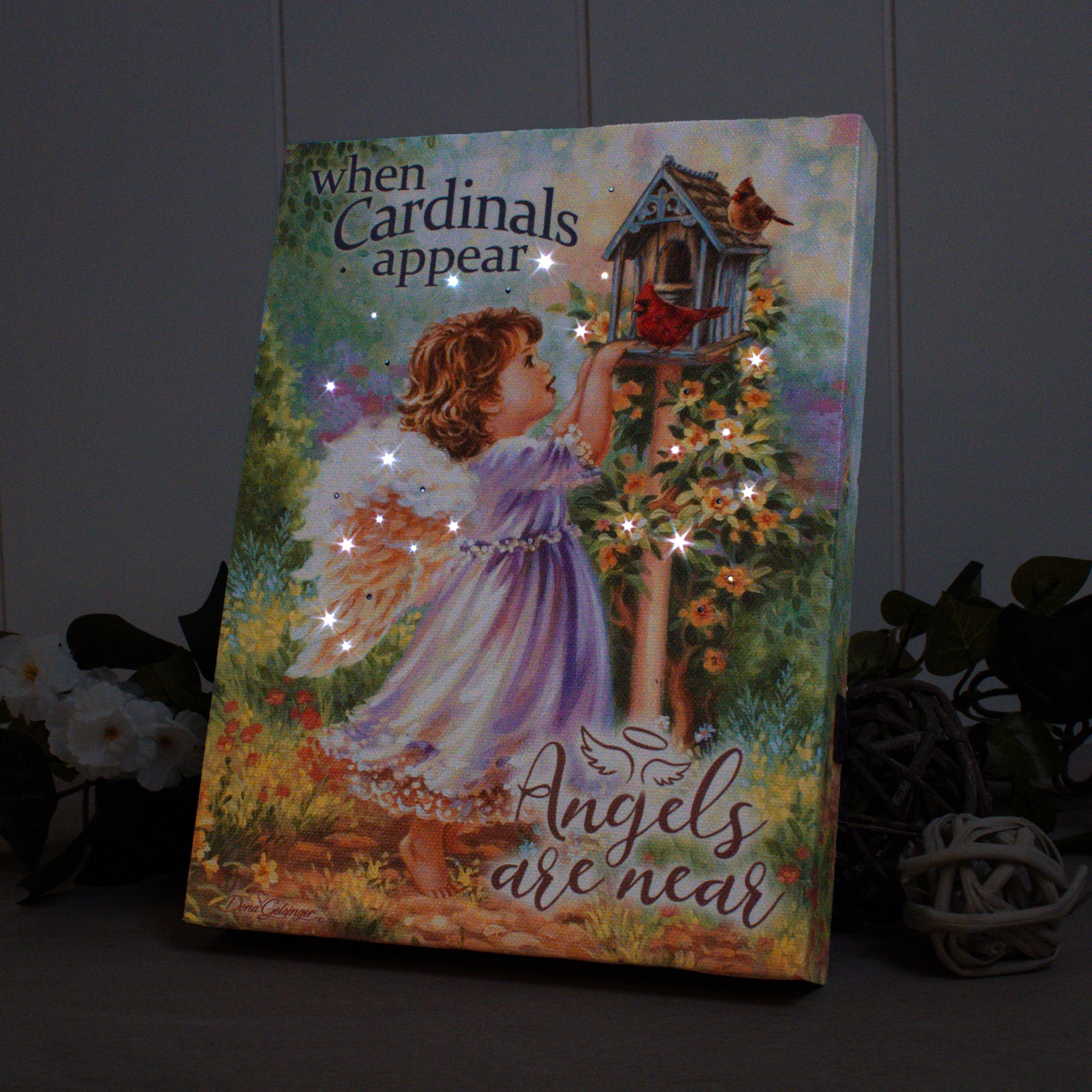 Angels Are Near 8x6 Lighted Tabletop Canvas