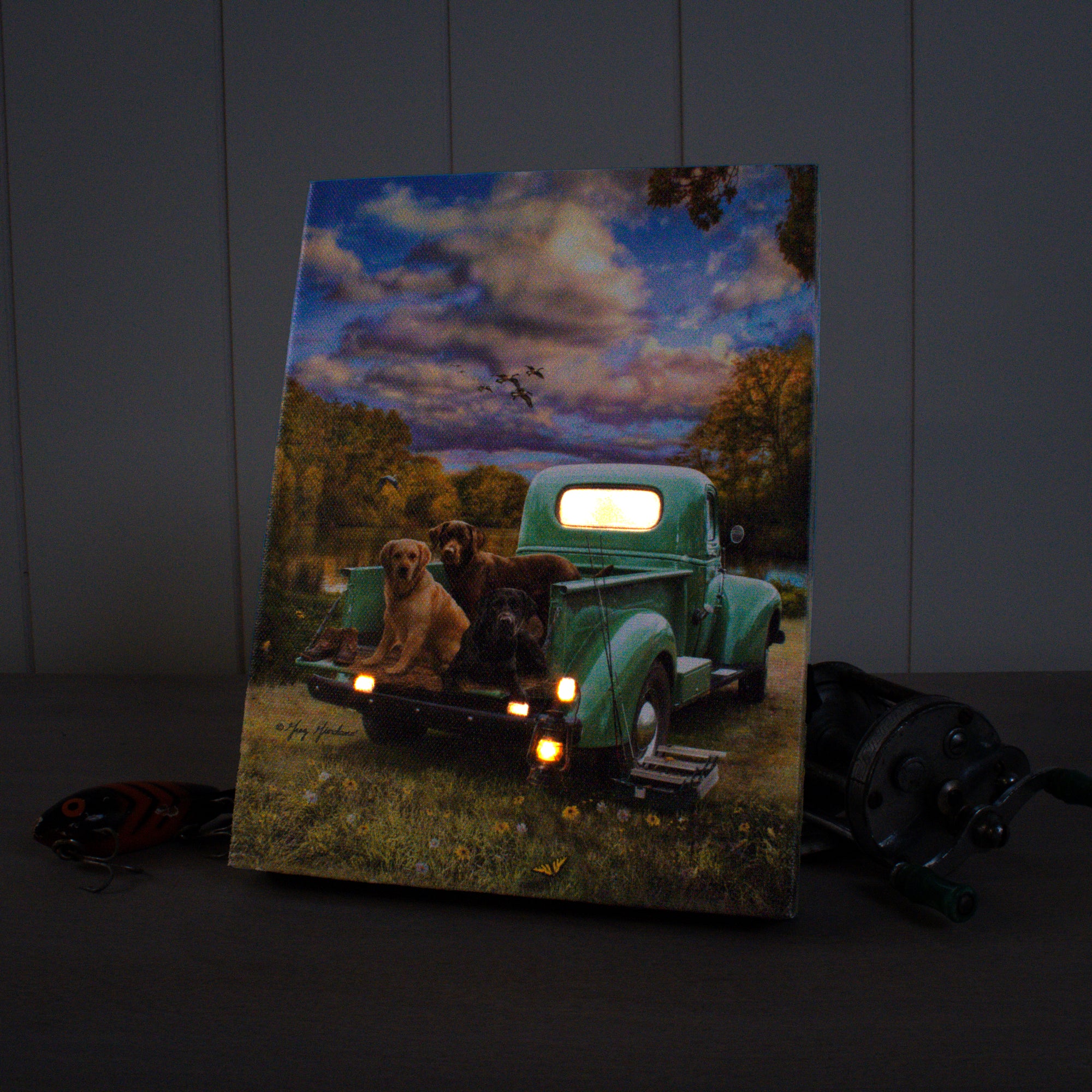 Fishing Buddies 8x6 Lighted Tabletop Canvas