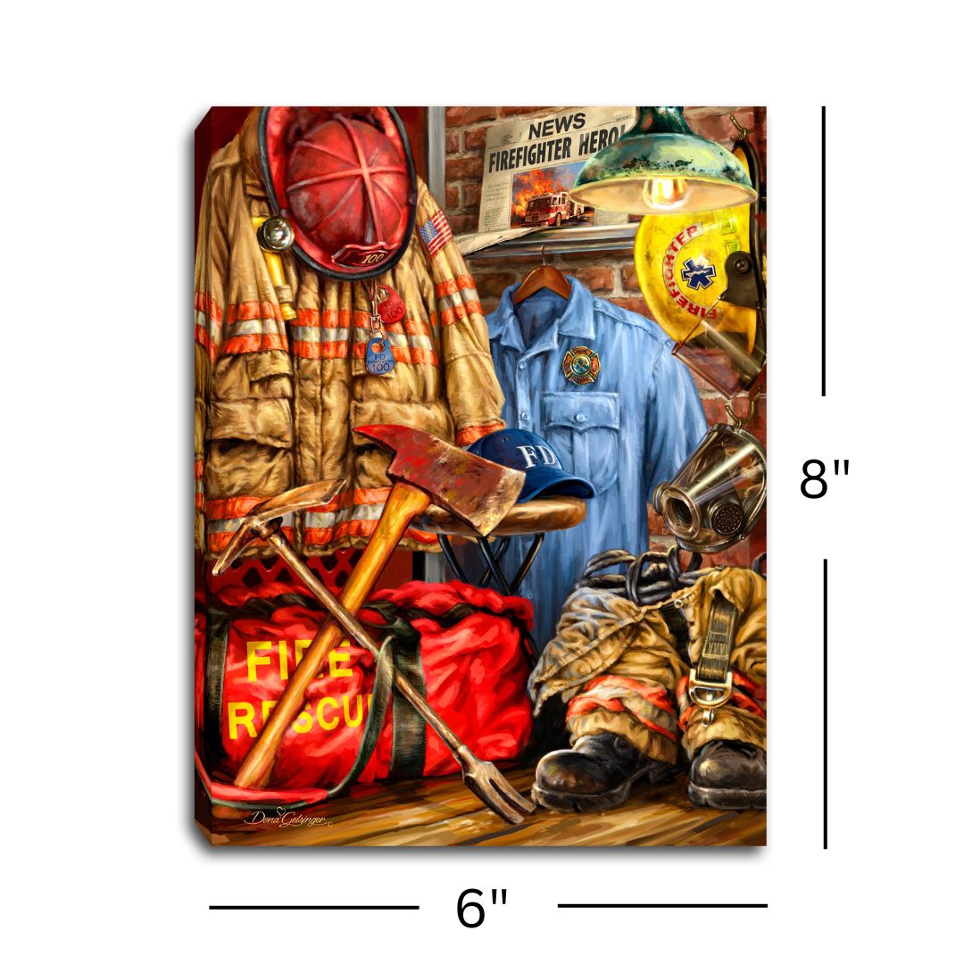 Firefighter 8x6 Lighted Tabletop Canvas