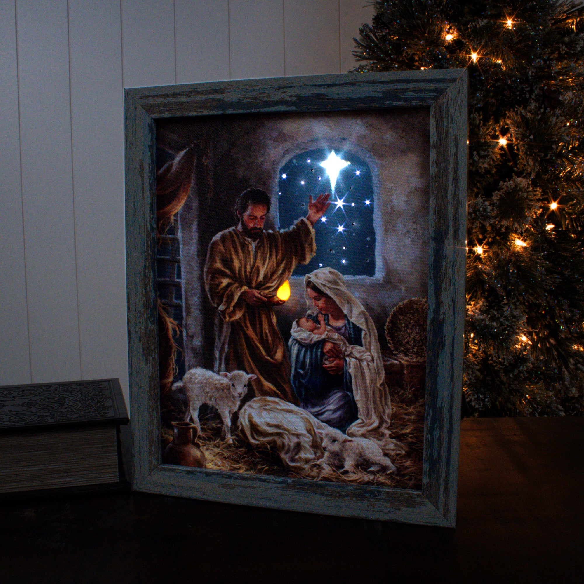 A King is Born Lighted Shadow Box