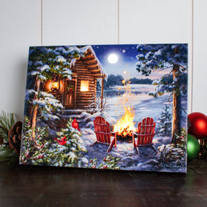 Christmas at the Lake 8x6 Lighted Tabletop Canvas