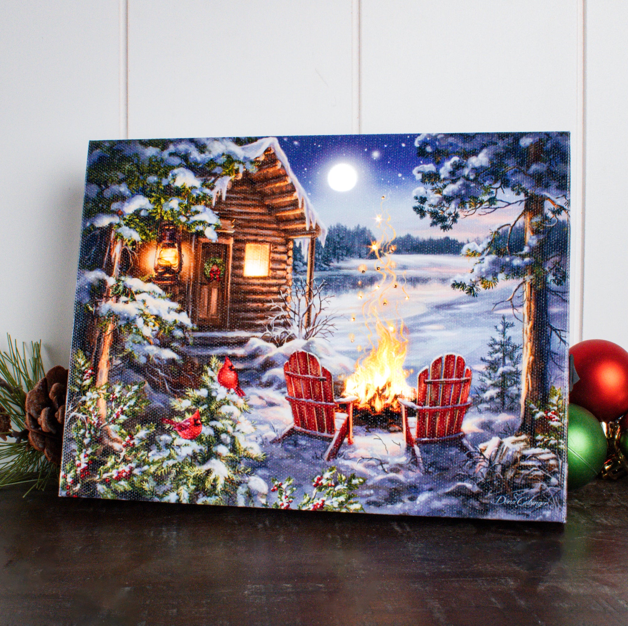 Christmas at the Lake 8x6 Lighted Tabletop Canvas