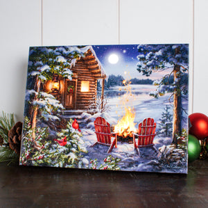 Christmas at the Lake 8x6 Lighted Tabletop Canvas