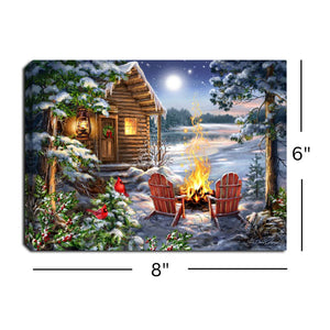 Christmas at the Lake 8x6 Lighted Tabletop Canvas