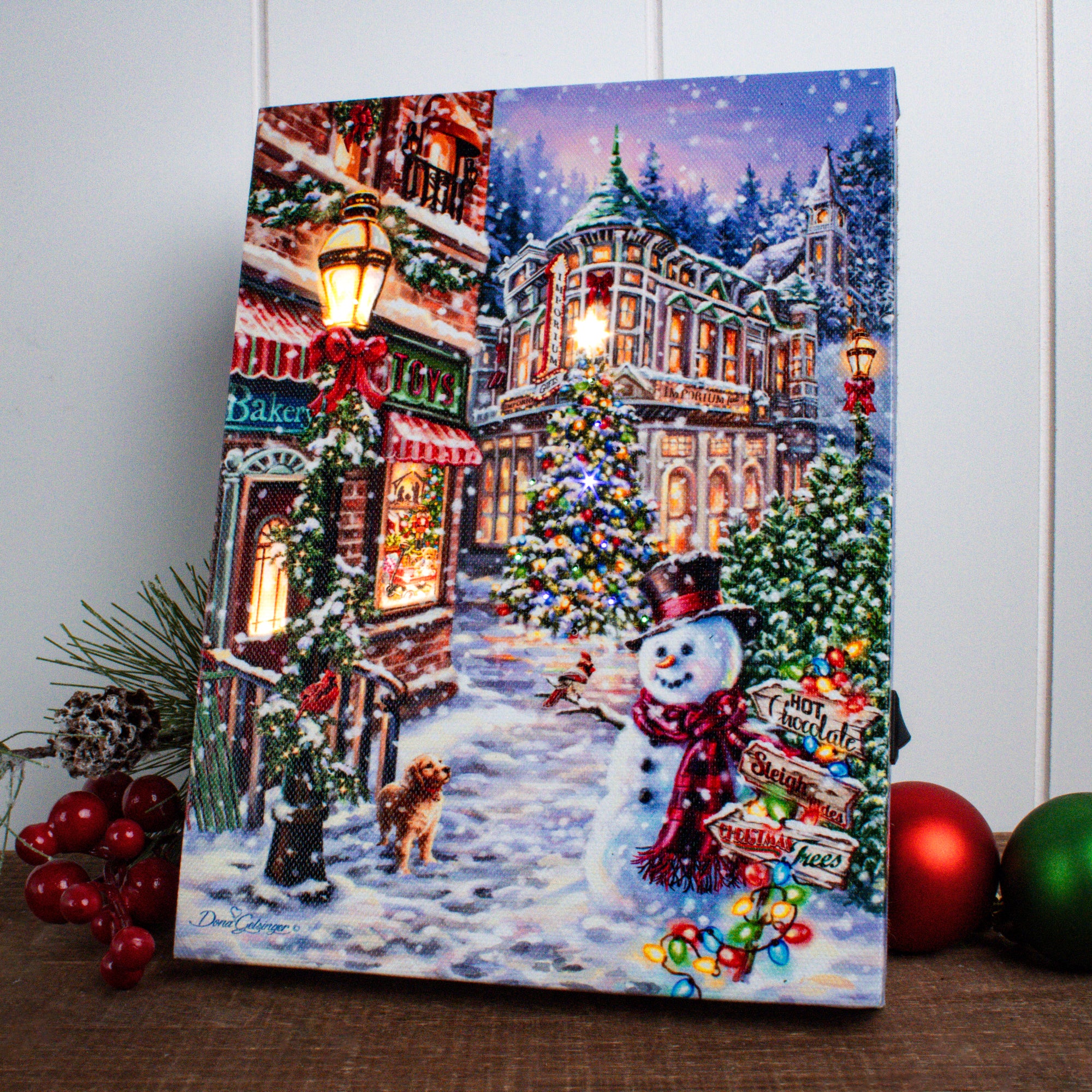 Christmas Lane 8x6 Lighted Tabletop Canvas