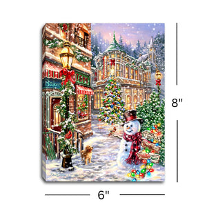 Christmas Lane 8x6 Lighted Tabletop Canvas