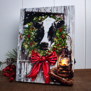 Christmas on the Farm 8x6 Lighted Tabletop Canvas