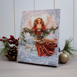 Snowfall Angel 8x6 Lighted Tabletop Canvas
