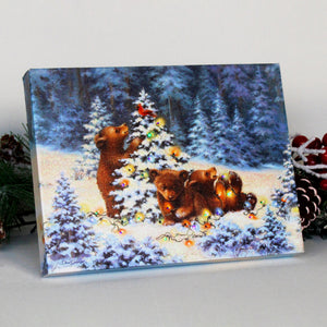 Playful Bears 8x6 Lighted Tabletop Canvas