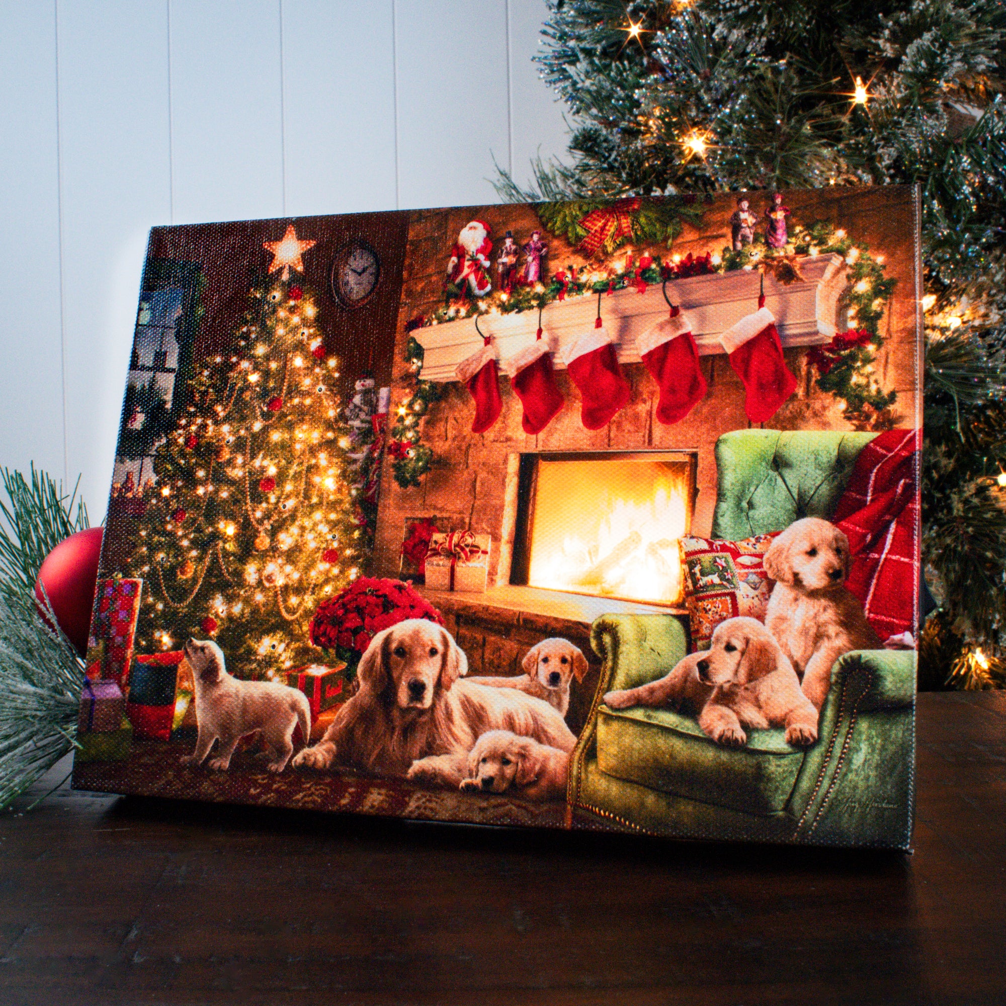 Golden Christmas 8x6 Lighted Tabletop Canvas