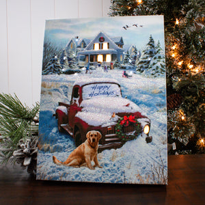 Happy Holidays 8x6 Lighted Tabletop Canvas