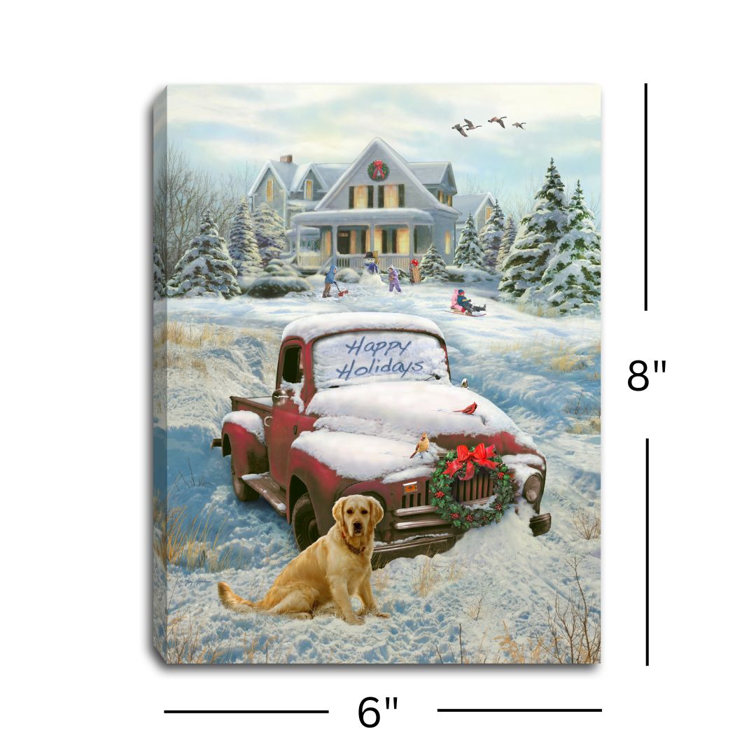 Happy Holidays 8x6 Lighted Tabletop Canvas