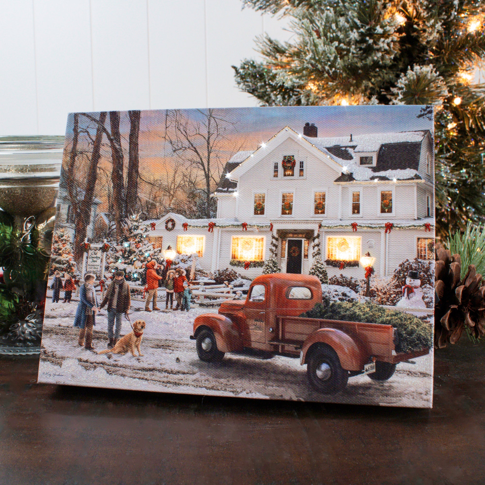 Old Country Inn 8x6 Lighted Tabletop Canvas