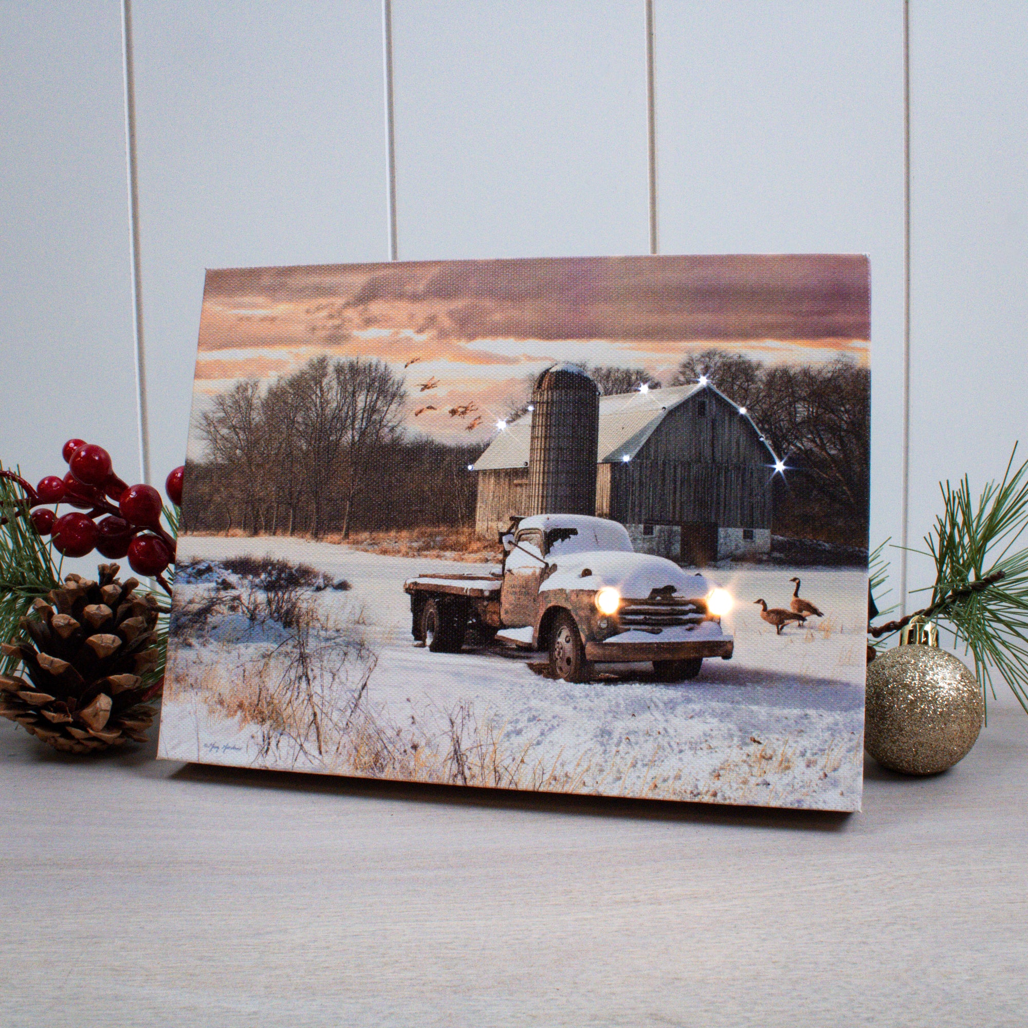 Snowy Fields 8x6 Lighted Tabletop Canvas