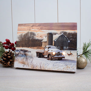 Snowy Fields 8x6 Lighted Tabletop Canvas