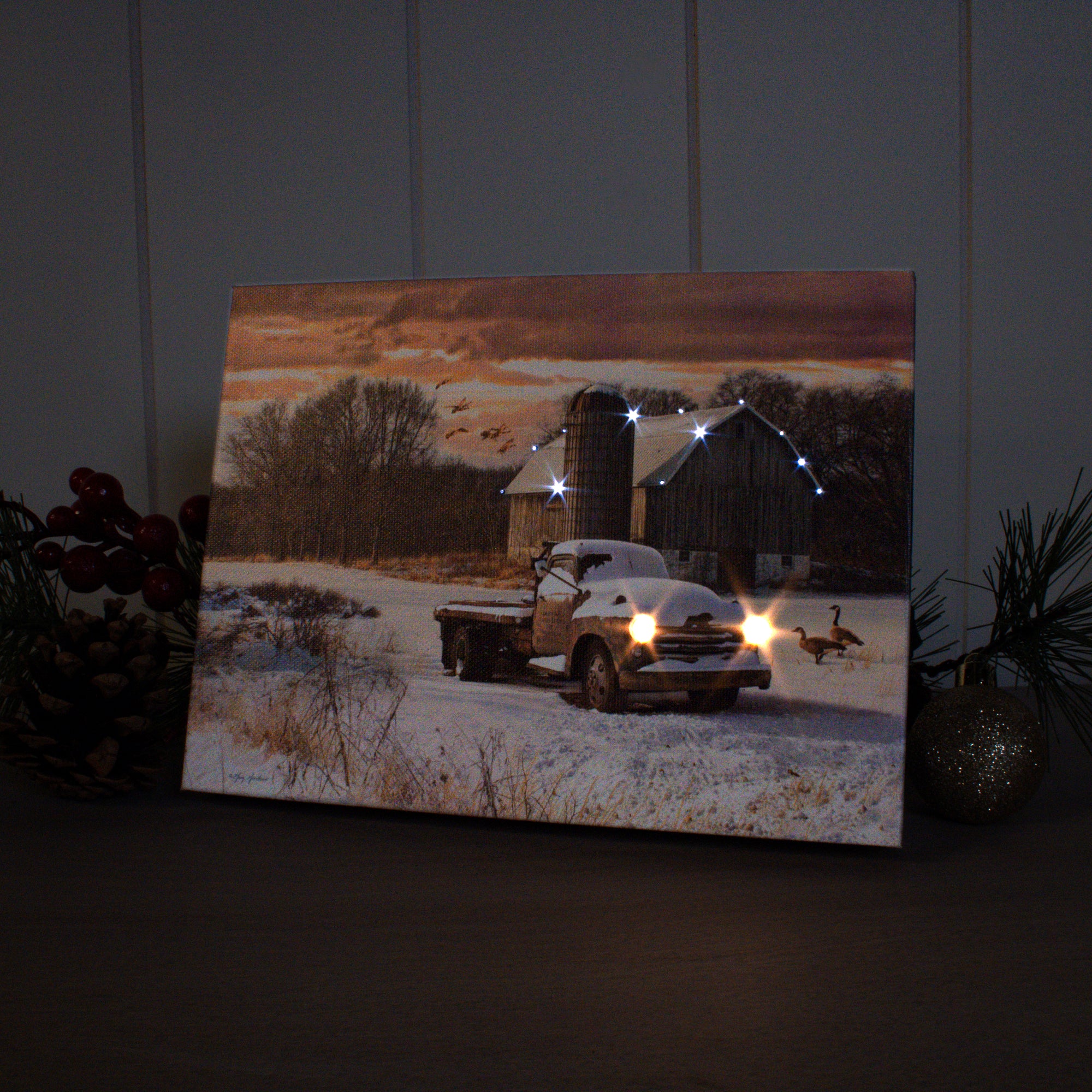 Snowy Fields 8x6 Lighted Tabletop Canvas