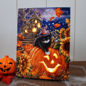 Halloween Kitten 8x6 Lighted Tabletop Canvas
