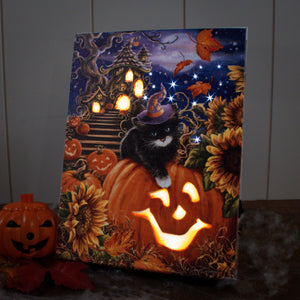 Halloween Kitten 8x6 Lighted Tabletop Canvas