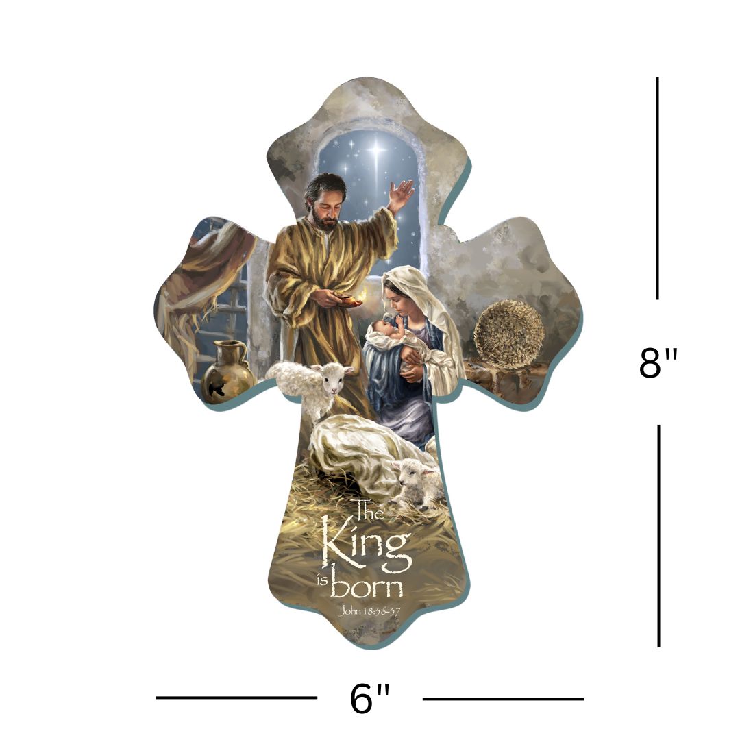 The King is Born Wooden Cross
