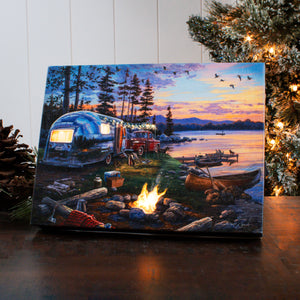 Happy Campers 8x6 Lighted Tabletop Canvas
