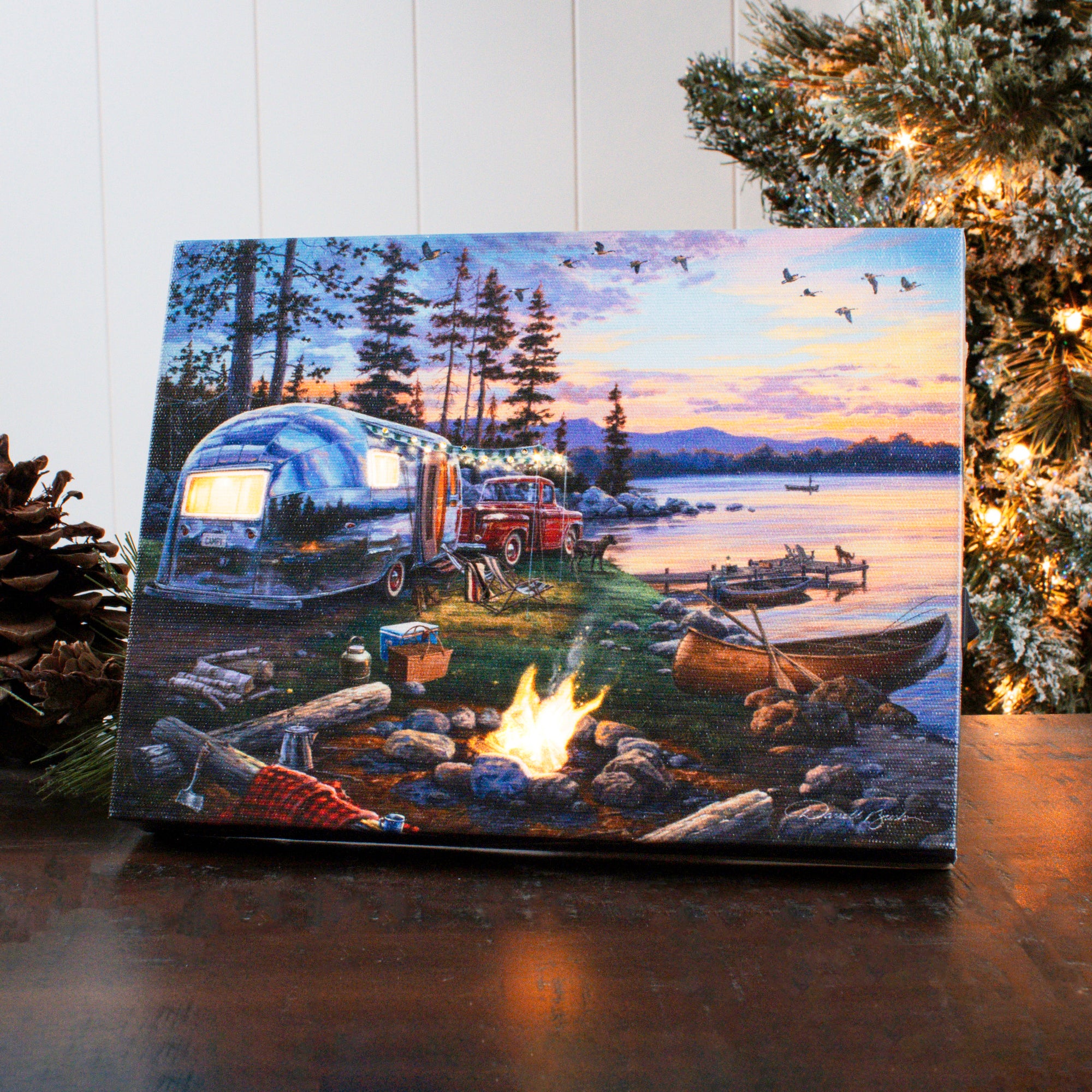 Happy Campers 8x6 Lighted Tabletop Canvas